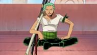 Zoro in his original outfit (Image via Toei Animation, One Piece)